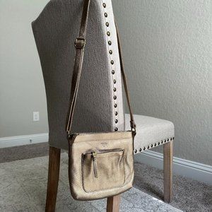 Fossil Gold Leather Crossbody